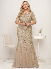 Floral Sequin Print Maxi Long Fishtail Tulle Mother Of The Bride Dresses